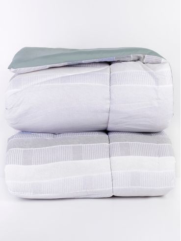 Edredom Queen Size Toque Acetinado Altenburg Azul/Bege/Cinza