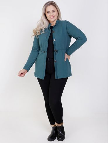 Casaco de Moletom Plus Size Feminino Verde