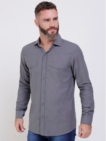Camisa Manga Longa Amil Masculina Chumbo