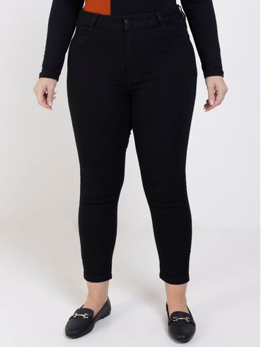 Calça Sarja Cigarrete Sawary Plus Size Feminina Preto
