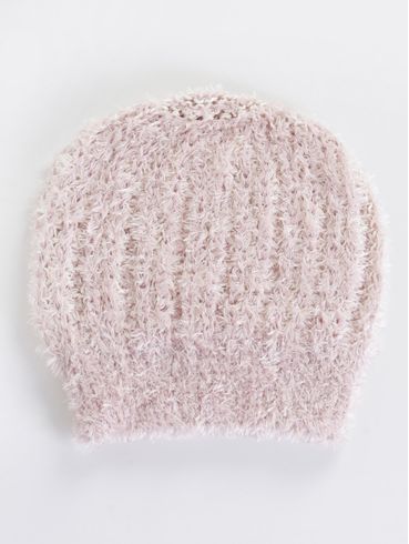 Gorro de Tricot com Pelinhos Feminino Rose