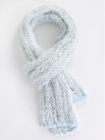 Cachecol Tricot com Pelinhos Feminino Azul