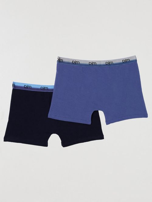 Kit com 02 Cuecas Masculinas Boxer Azul Marinho/Azul