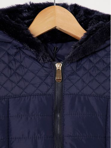 Jaqueta com Capuz Infantil Para Menina - Azul Marinho