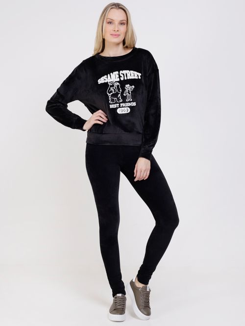 Calça Legging Cotelê Feminina Preto