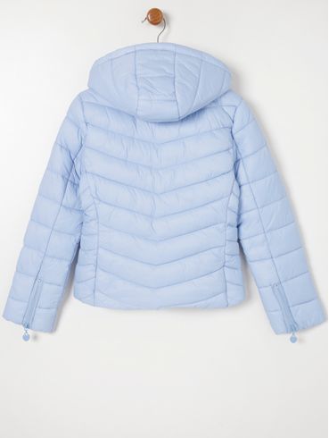 Jaqueta Puffer com Capuz Infantil Para Menina - Azul
