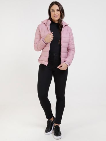 Jaqueta Puffer com Capuz Feminina Rose