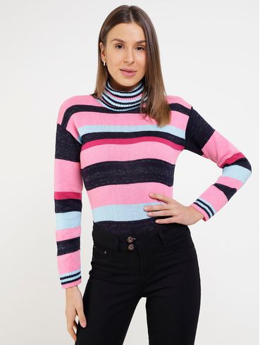 Blusa de Tricot Gola Alta Feminina Lilás