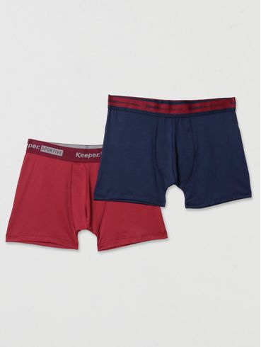 Kit com 02 Cuecas Boxer Masculinas Azul Marinho/Bordô