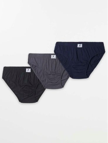 Kit com 03 Cuecas Slip Keeper Plus Size Masculinas Chumbo/Preto/Azul Marinho