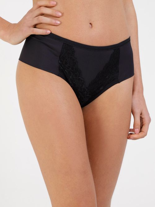 Calcinha Alta com Renda Feminina Preto