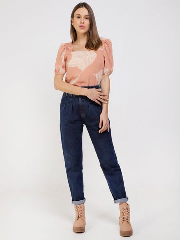 Blusa Manga Curta Feminina Marrom