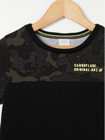 Camiseta Manga Curta Infantil Para Menino - Preto