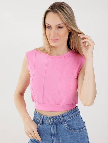 Blusa Regata Cropped Feminina Rosa