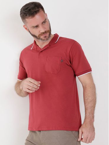 Polo Manga Curta Masculina Vermelho