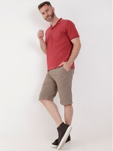 Polo Manga Curta Masculina Vermelho