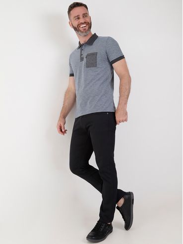 Polo Manga Curta Masculina Azul Claro