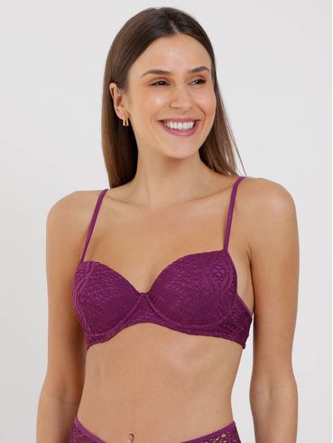Biquíni Top Renda Com Bojo Feminino Roxo