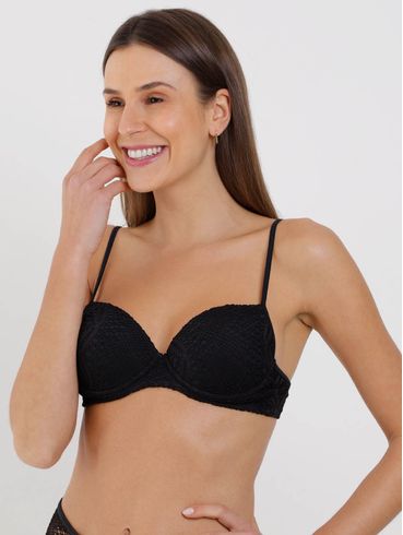 Biquíni Top Renda Com Bojo Feminino Preto