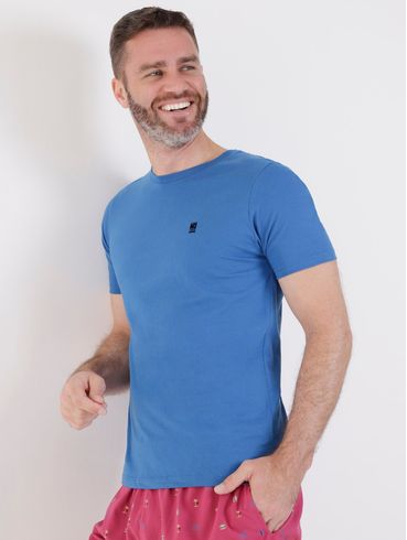 Camiseta Manga Curta No Stress Masculina Azul/Azul