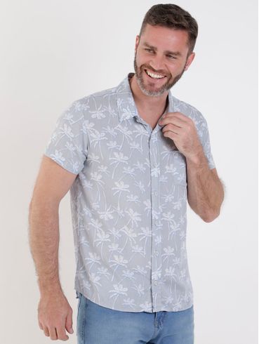 Camisa Manga Curta Vels Masculina Cinza