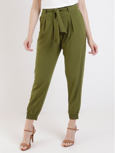 Calça Jogger de Tecido Feminina Verde