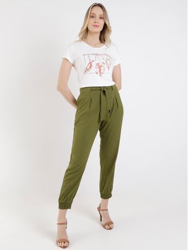 Calça Jogger de Tecido Feminina Verde
