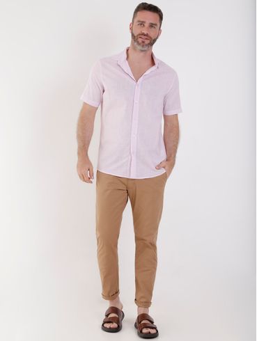 Camisa Manga Curta Masculina Rosa