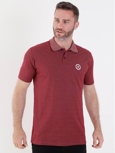 Polo Slim Fit Manga Curta  Nicoboco Masculina Bordô