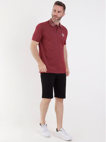 Polo Slim Fit Manga Curta  Nicoboco Masculina Bordô