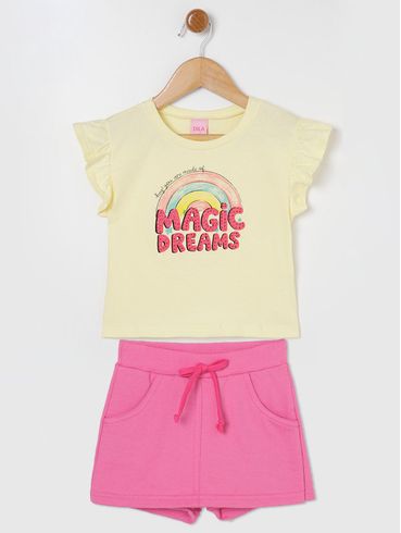 Conjunto Curto Infantil Para Menina - Amarelo
