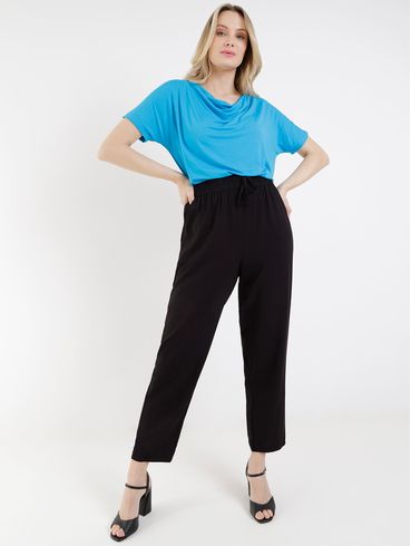 Blusa Ampla Manga Curta Feminina Azul