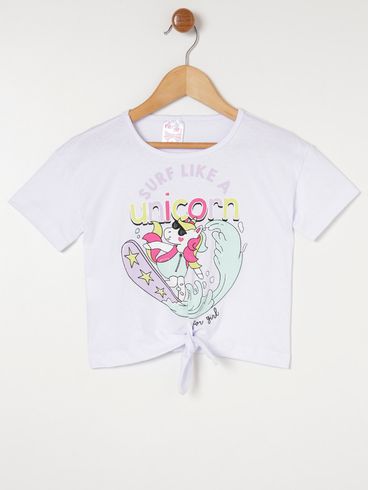 Conjunto Curto Infantil Para Menina - Branco/Lilás