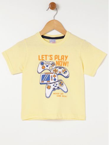 Camiseta Manga Curta Infantil Para Menino - Amarelo