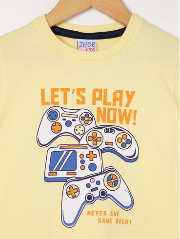 Camiseta Manga Curta Infantil Para Menino - Amarelo