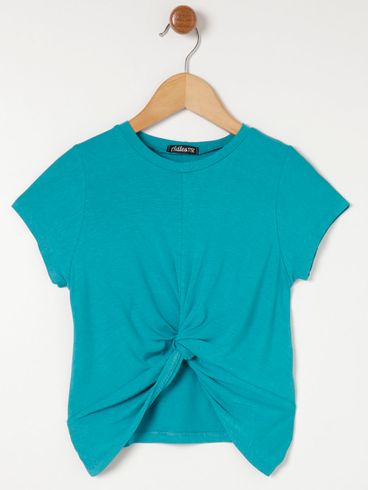 Blusa Manga Curta Juvenil Para Menina - Verde