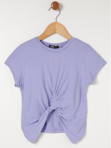 Blusa Manga Curta Juvenil Para Menina - Lilás