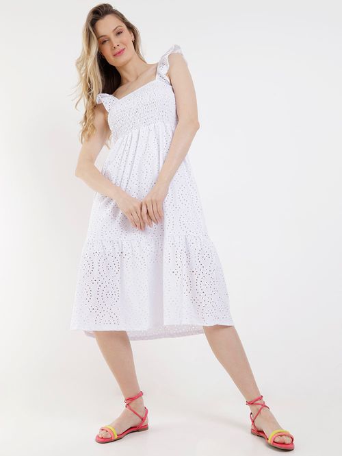 Vestido Médio Broderi Autentique Feminino Branco