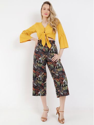 Blusa Manga 3/4 Feminina Amarelo