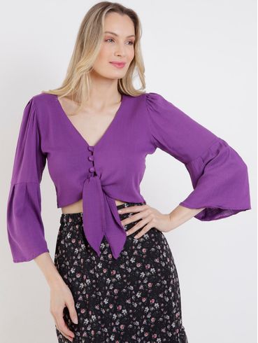 Blusa Manga 3/4 Feminina Roxo