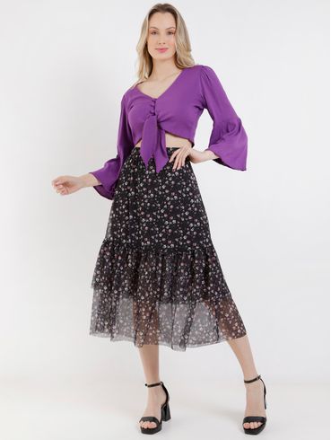 Blusa Manga 3/4 Feminina Roxo