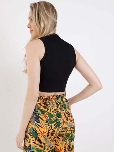 Blusa Regata Cropped Feminina Preto