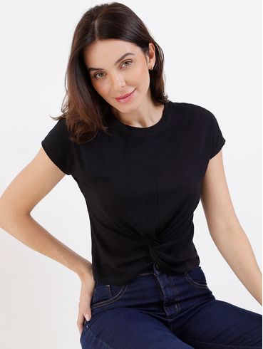 Blusa Manga Curta Feminina Preto