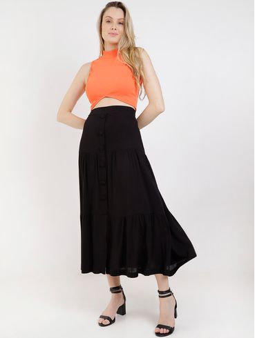 Blusa Regata Cropped Feminina Laranja