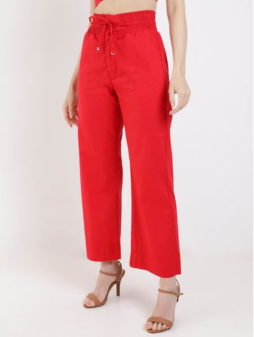 Calça Reta Cropped Autentique Feminina Vermelho