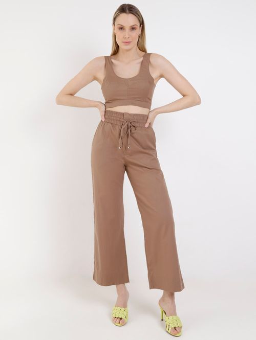 Calça Reta Cropped Autentique Feminina Marrom