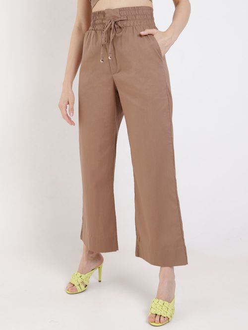 Calça Reta Cropped Autentique Feminina Marrom