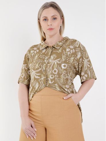Camisa Estampada Autentique Plus Size Feminino Verde