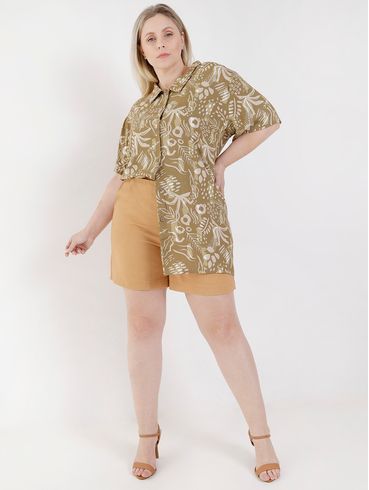 Camisa Estampada Autentique Plus Size Feminino Verde