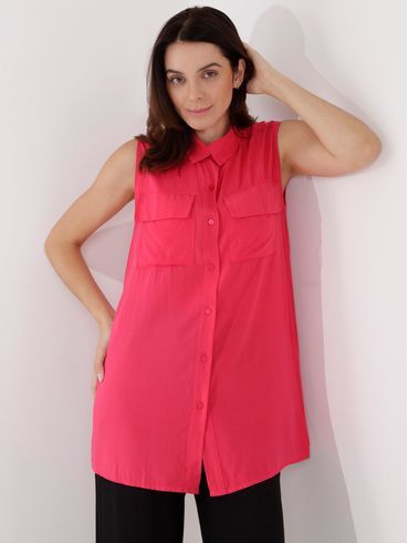 Camisa Regata Alongada Feminina Rosa Pink